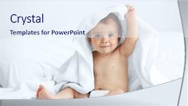  Presentation with baby sitting - PPT theme featuring cute baby sitting background and a sky blue colored foreground