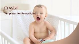  Presentation with baby sitting - Audience pleasing slides consisting of cute baby sitting in the bed backdrop and a lemonade colored foreground