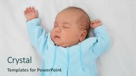  Presentation with baby sleeping - Theme enhanced with cute baby sleeping on bed top view background and a light blue colored foreground