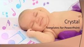  Presentation with baby sleeping - Theme with cute baby sleeping on bed background and a coral colored foreground