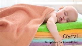  Presentation with baby sleeping - Cool new presentation with cute baby sleeping on stack backdrop and a coral colored foreground