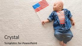  Presentation with cute baby - Presentation theme having cute baby with american flag background and a soft green colored foreground