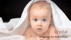  Presentation with baby bath - Slides with cute-baby-with-blue-eyes background and a coral colored foreground