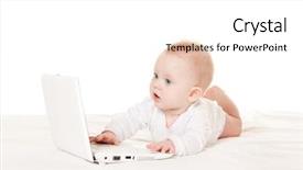  Presentation with cute baby - PPT layouts with cute baby with laptop background and a white colored foreground