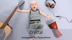  Presentation with music instruments - Presentation with cute baby with musical instruments background and a light gray colored foreground