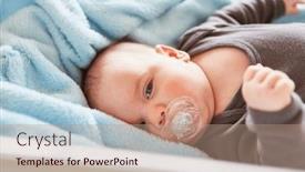  Presentation with dog baby cute child - Theme with cute-baby-with-pacifier-lies background and a coral colored foreground