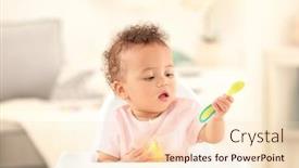  Presentation with baby chickens little cute chicks - Cool new PPT theme with cute-baby-with-spoon-sitting backdrop and a lemonade colored foreground