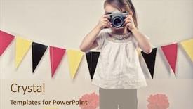  Presentation with camera film - Presentation design with cute background - little girl taking pictures background and a  colored foreground