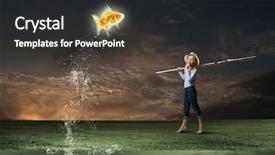  Presentation with shoulder - Theme consisting of cute barefoot girl with fishing rod on shoulder background and a dark gray colored foreground