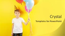  Presentation with birthday boy - Theme featuring cute birthday boy with colorful background and a  colored foreground