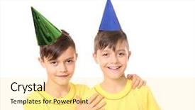  Presentation with cute birthday - Colorful slides enhanced with cute birthday boys with party backdrop and a  colored foreground