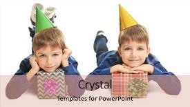  Presentation with cute birthday - PPT layouts featuring cute birthday boys with presents background and a coral colored foreground