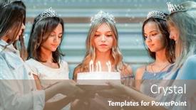  Presentation with cute birthday - Theme with cute-birthday-girl-and-friends background and a coral colored foreground