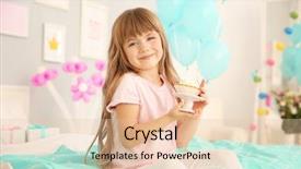  Presentation with cute birthday - Cool new PPT layouts with cute birthday girl sitting on bed with tasty cake backdrop and a lemonade colored foreground