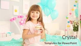  Presentation with cute birthday - Cool new PPT theme with cute-birthday-girl-sitting backdrop and a lemonade colored foreground