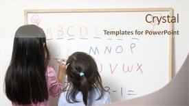  Presentation with future education - PPT theme consisting of girs getting ready for school background and a sky blue colored foreground