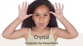  Presentation with black girl - Beautiful presentation theme featuring teaser - cute black girl mocking isolated backdrop and a coral colored foreground