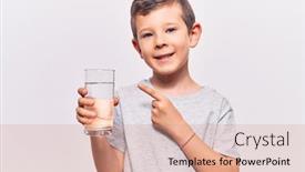 Presentation with kid water glass - Beautiful PPT theme featuring cute-blond-kid-drinking-glass backdrop and a coral colored foreground