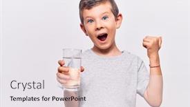  Presentation with kid water glass - Slide deck featuring cute-blond-kid-drinking-glass background and a white colored foreground
