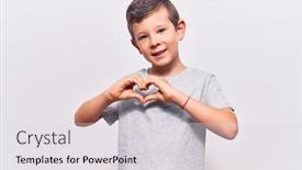  Presentation with romantic love - PPT layouts consisting of cute-blond-kid-wearing-casual background and a light gray colored foreground