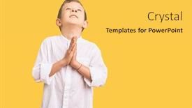  Presentation with praying hands - Presentation theme with cute-blond-kid-wearing-elegant background and a yellow colored foreground