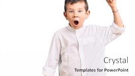  Presentation with anger kid - PPT theme having cute-blond-kid-wearing-elegant background and a white colored foreground