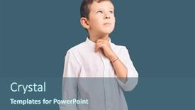  Presentation with sore throat - Presentation design enhanced with cute-blond-kid-wearing-elegant background and a ocean colored foreground