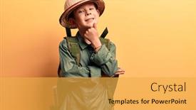  Presentation with explorer - Presentation enhanced with cute-blond-kid-wearing-explorer background and a yellow colored foreground