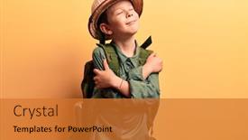  Presentation with self love - Colorful slides enhanced with cute-blond-kid-wearing-explorer backdrop and a gold colored foreground