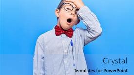  Presentation with cute - Amazing presentation theme having cute-blond-kid-wearing-nerd backdrop and a light blue colored foreground