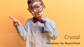  Presentation with magnifying glass - Slides featuring cute-blond-kid-wearing-nerd background and a yellow colored foreground