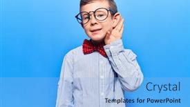  Presentation with cute - Theme consisting of cute-blond-kid-wearing-nerd background and a light blue colored foreground