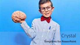  Presentation with cute - Presentation theme featuring cute-blond-kid-wearing-nerd background and a light blue colored foreground