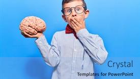  Presentation with cute - Presentation design featuring cute-blond-kid-wearing-nerd background and a light blue colored foreground