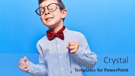  Presentation with cute - Slides consisting of cute-blond-kid-wearing-nerd background and a light blue colored foreground