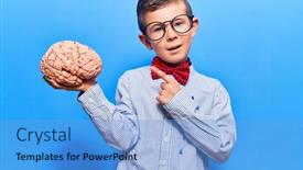  Presentation with cute - Beautiful PPT theme featuring cute-blond-kid-wearing-nerd backdrop and a light blue colored foreground