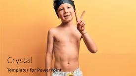  Presentation with swimmer - PPT theme enhanced with cute-blond-kid-wearing-swimwear background and a coral colored foreground