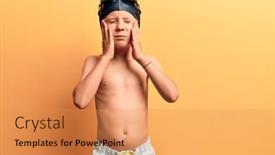  Presentation with swimmer - Audience pleasing PPT layouts consisting of cute-blond-kid-wearing-swimwear backdrop and a gold colored foreground