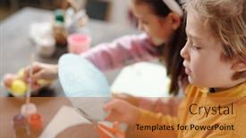  Presentation with paper cutting - Audience pleasing slide deck consisting of cute-blond-little-boy-cutting backdrop and a gold colored foreground