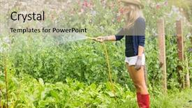  Presentation with home gardening - Audience pleasing PPT theme consisting of cute blonde gardening on sunny backdrop and a soft green colored foreground