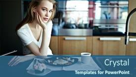 Presentation with kitchen furniture - Amazing presentation theme having cute-blonde-girl-having backdrop and a ocean colored foreground