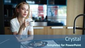  Presentation with kitchen furniture - Amazing theme having cute-blonde-girl-having backdrop and a ocean colored foreground