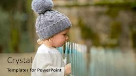  Presentation with child exploring - Slide set having cute-blonde-kid background and a coral colored foreground