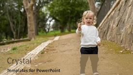  Presentation with happy baby - Slides featuring cute-blonde-kid background and a coral colored foreground