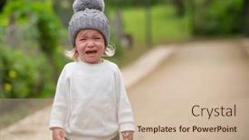  Presentation with baby crying - Slides with cute-blonde-kid background and a soft green colored foreground