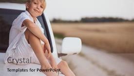  Presentation with suv car - Presentation design with cute-boy-8-years-old background and a coral colored foreground