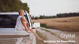  Presentation with suv car - Slide set having cute-boy-8-years-old background and a coral colored foreground