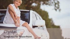  Presentation with old clothes - Presentation theme having cute-boy-8-years-old background and a soft green colored foreground