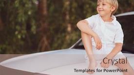  Presentation with old clothes - Amazing PPT theme having cute-boy-8-years-old backdrop and a coral colored foreground