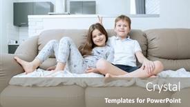  Presentation with cute - Colorful presentation theme enhanced with cute-boy-and-girl backdrop and a gray colored foreground